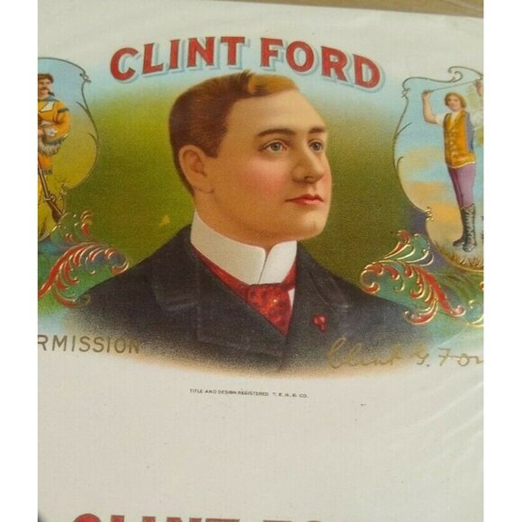 CLINT FORD Vintage Inner Cigar Box Label - Picture 2 of 3